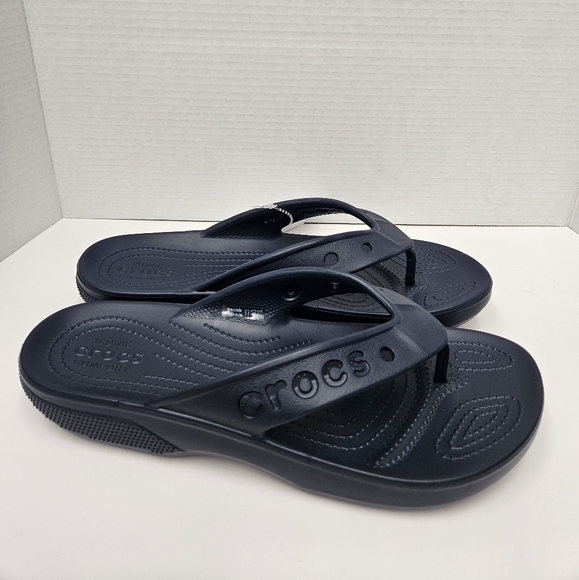 Crocs Navy Flip Flops - Picture 1 of 8